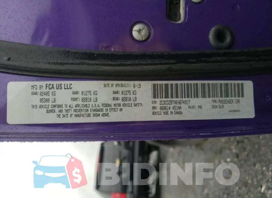 2C3CDZBTXKH674317 Photo# 10