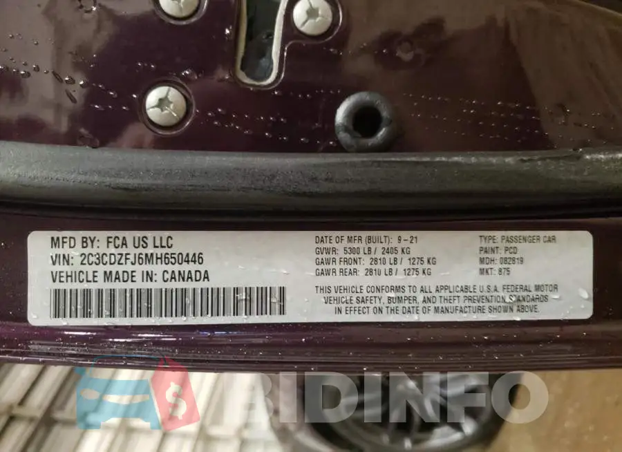 2C3CDZFJ6MH650446 Photo# 10