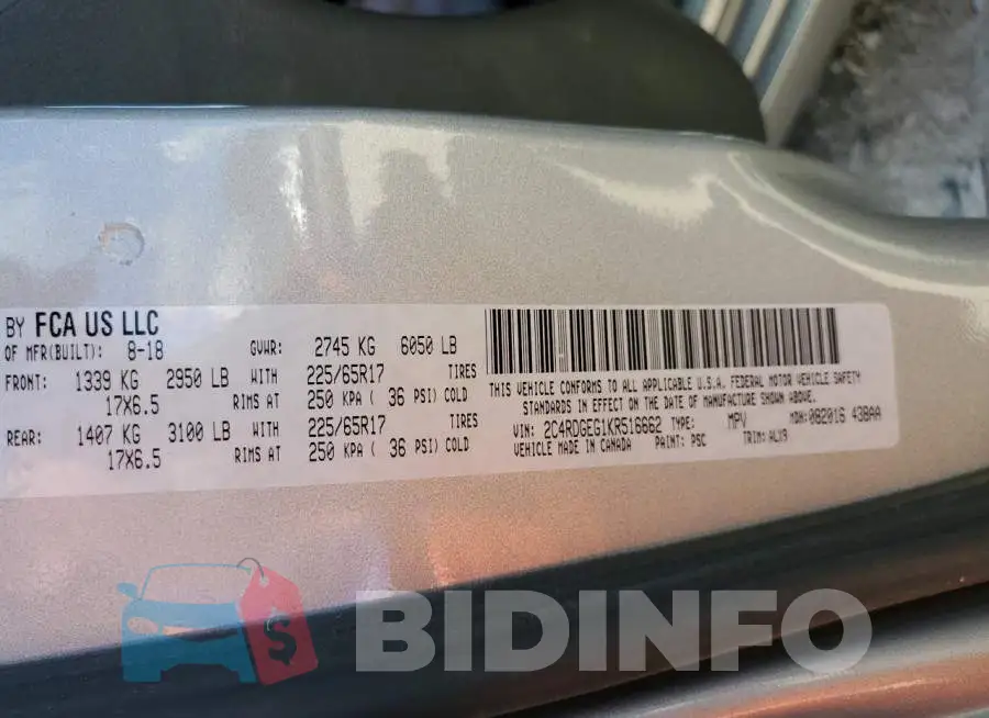 2C4RDGEG1KR516662 Photo# 10