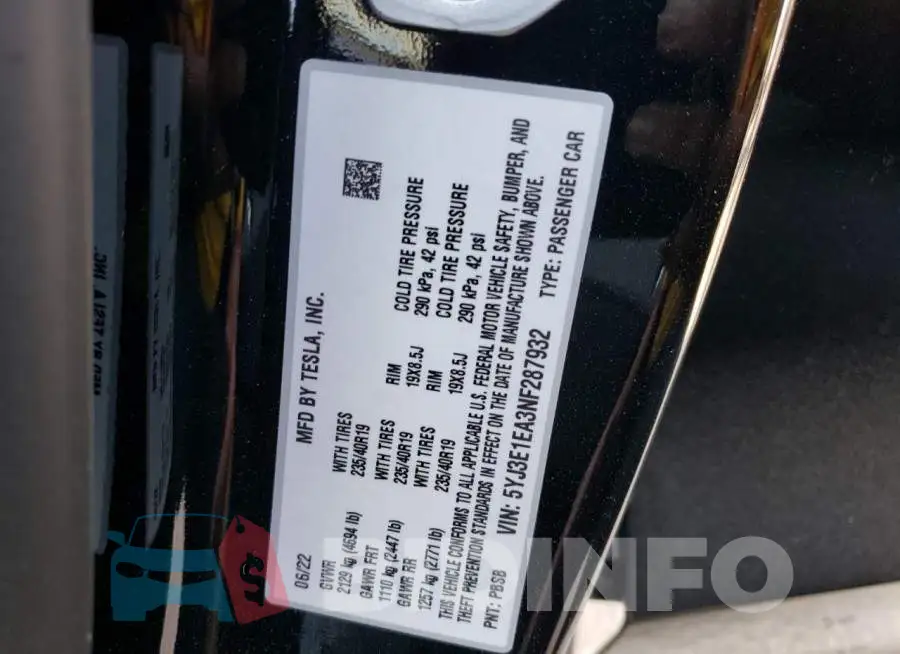 5YJ3E1EA3NF287932 Photo# 10
