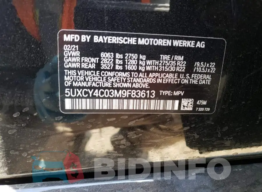 5UXCY4C03M9F83613 Photo# 10