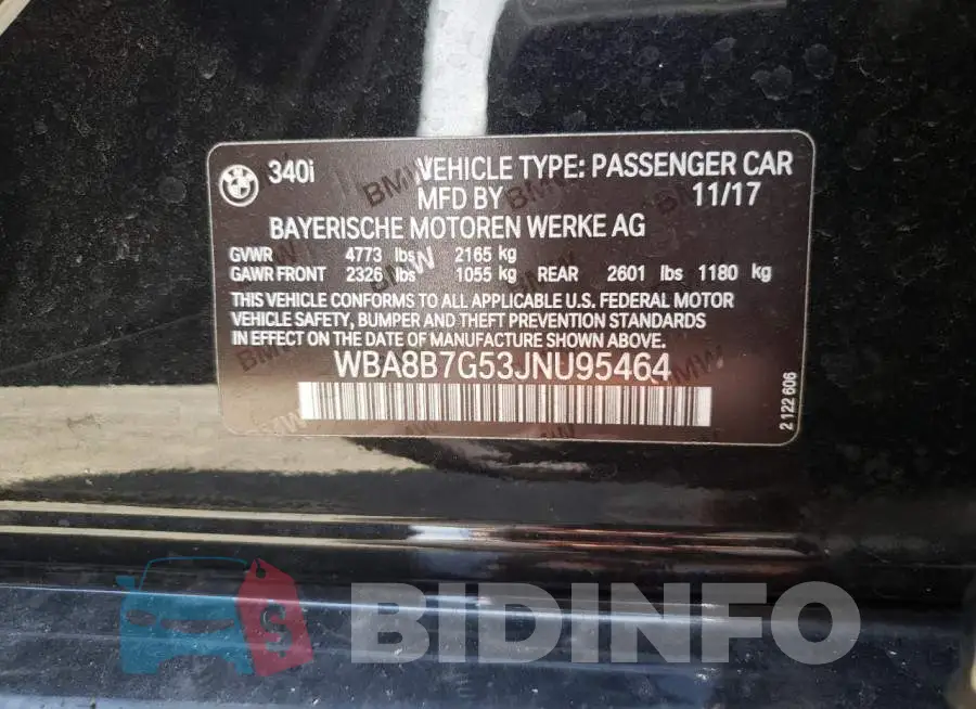WBA8B7G53JNU95464 Photo# 10