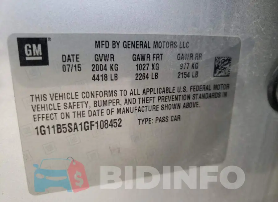 1G11B5SA1GF108452 Photo# 10