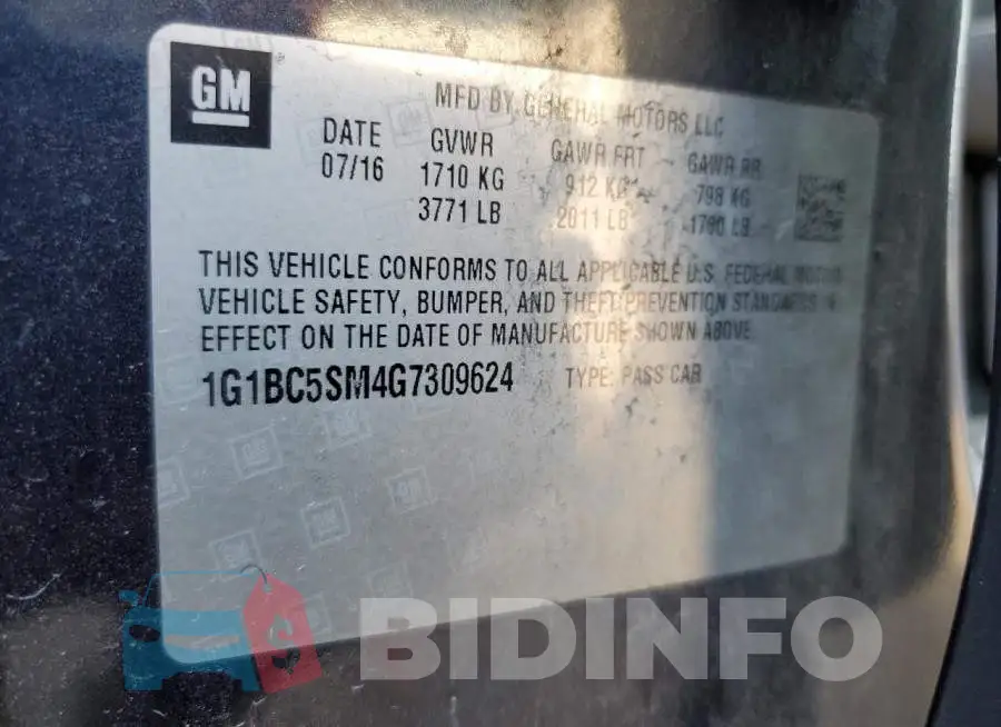 1G1BC5SM4G7309624 Photo# 10