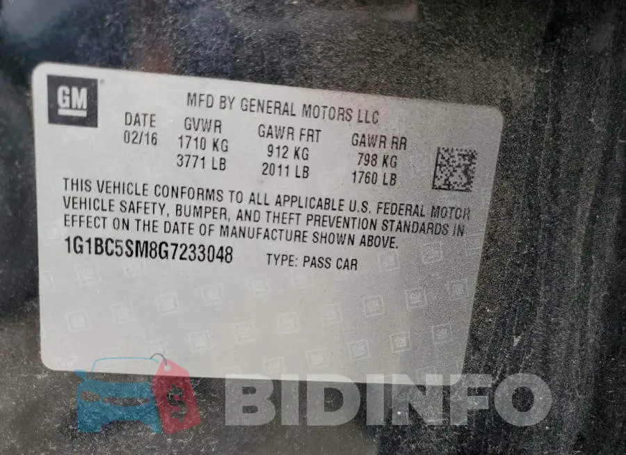 1G1BC5SM8G7233048 Photo# 10