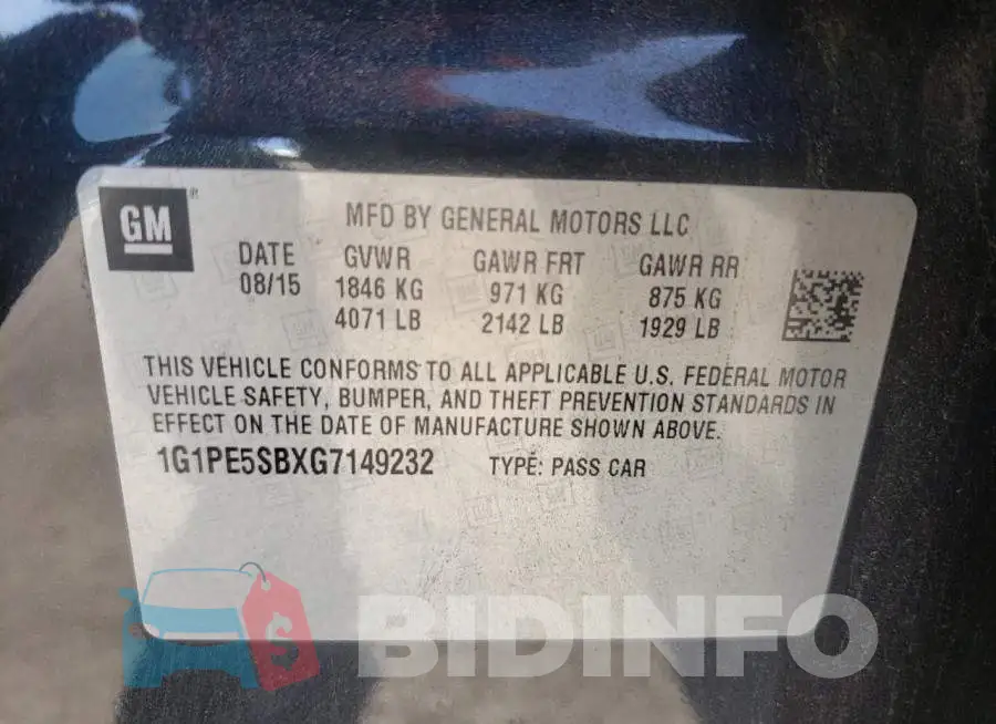 1G1PE5SBXG7149232 Photo# 10