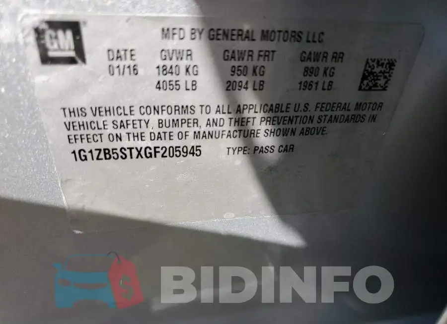 1G1ZB5STXGF205945 Photo# 10