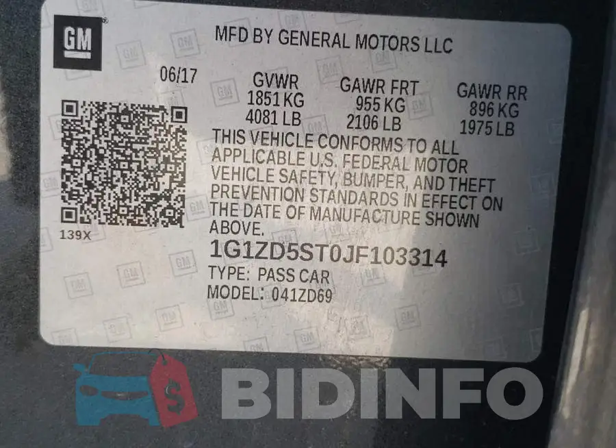 1G1ZD5ST0JF103314 Photo# 10