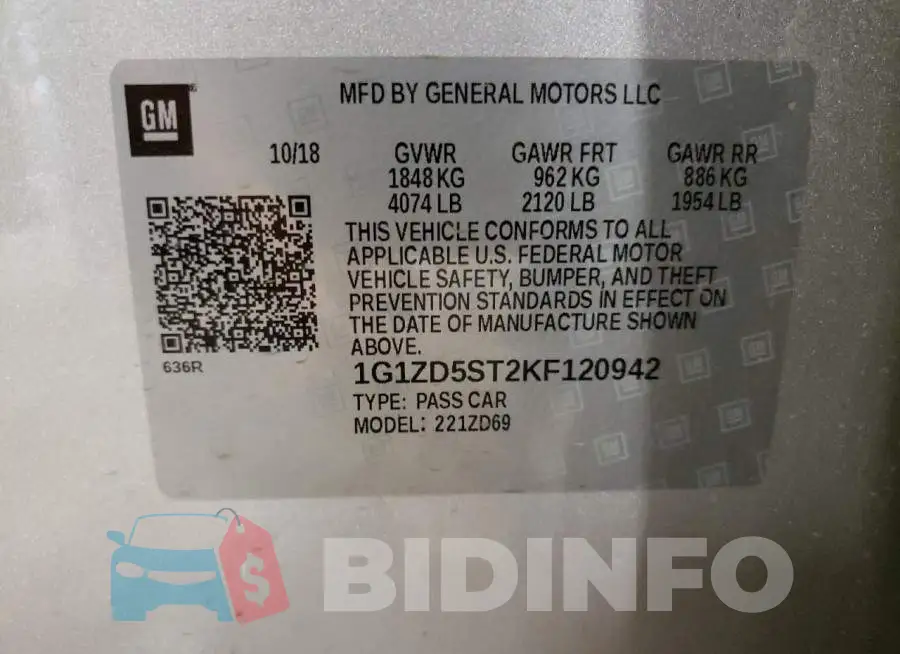 1G1ZD5ST2KF120942 Photo# 10