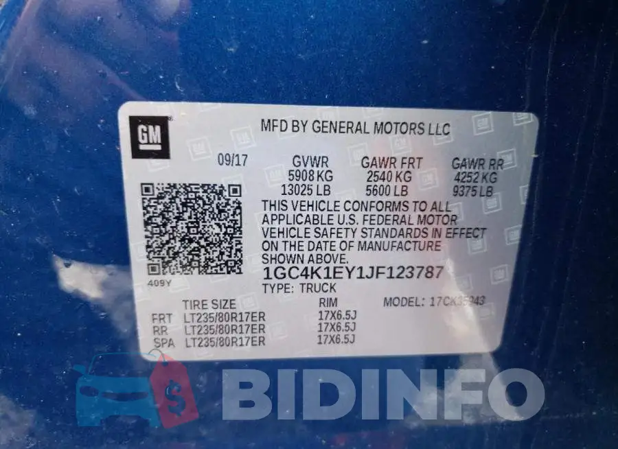 1GC4K1EY1JF123787 Photo# 10