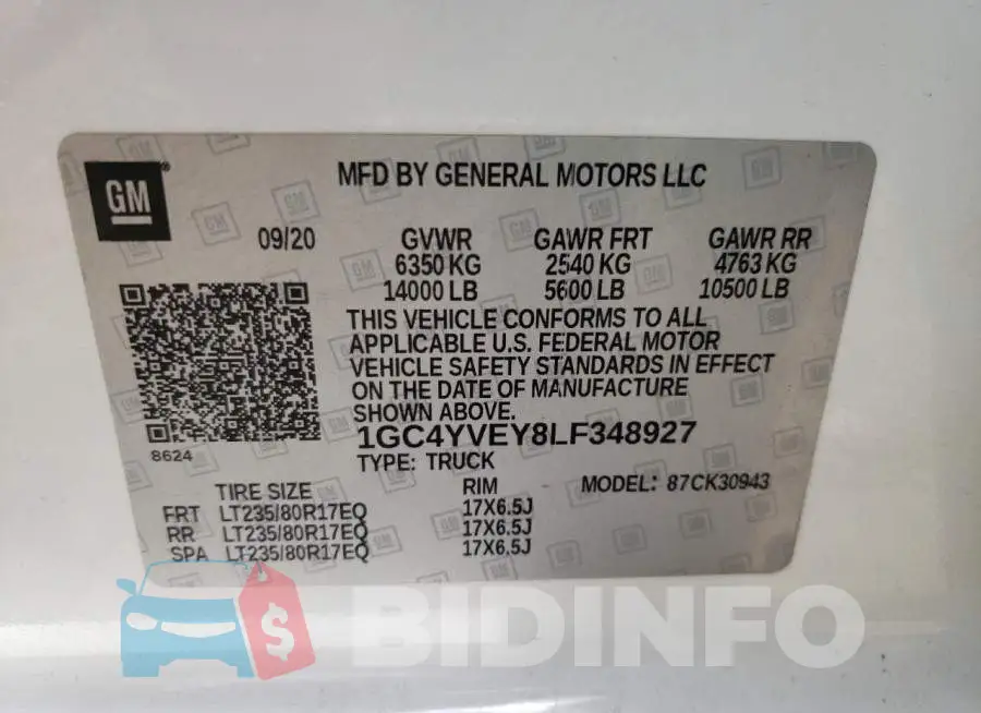 1GC4YVEY8LF348927 Photo# 10