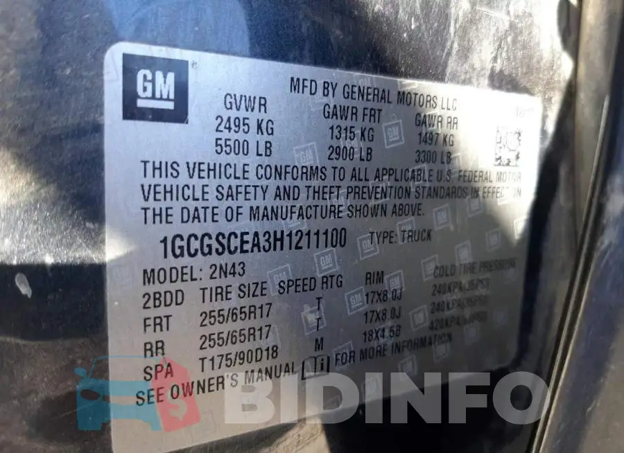 1GCGSCEA3H1211100 Photo# 10