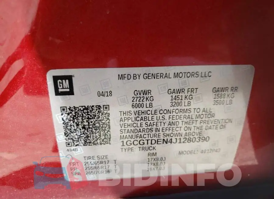 1GCGTDEN4J1280390 Photo# 10
