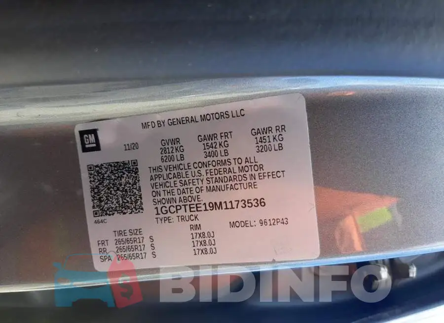 1GCPTEE19M1173536 Photo# 10