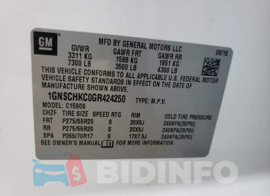 1GNSCHKC0GR424250 Photo# 10