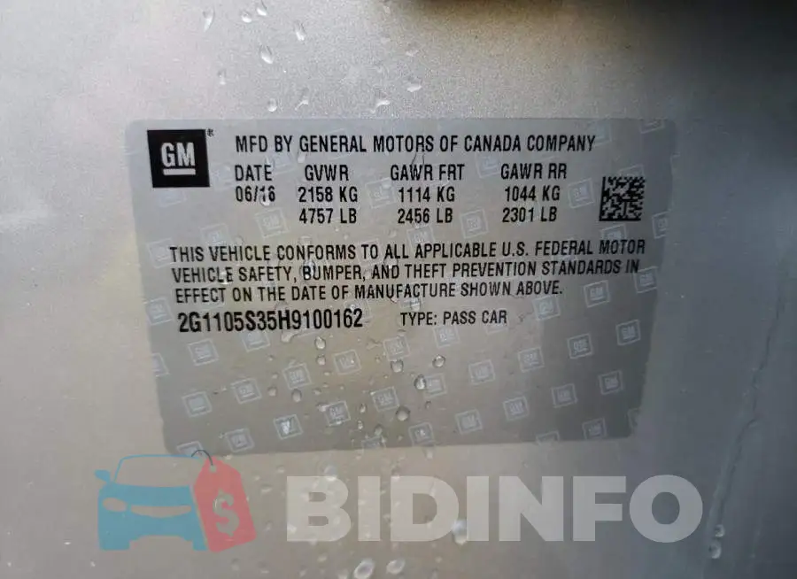 2G1105S35H9100162 Photo# 10