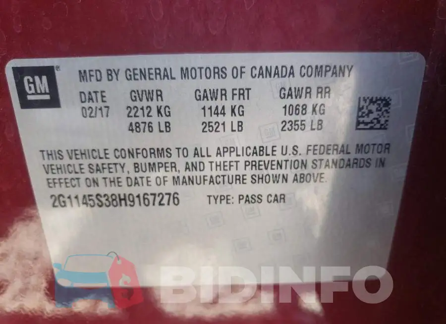 2G1145S38H9167276 Photo# 10