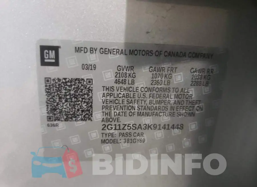 2G11Z5SA3K9141448 Photo# 10