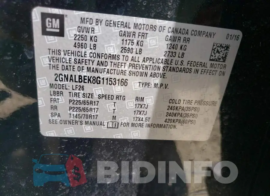2GNALBEK8G1153166 Photo# 10