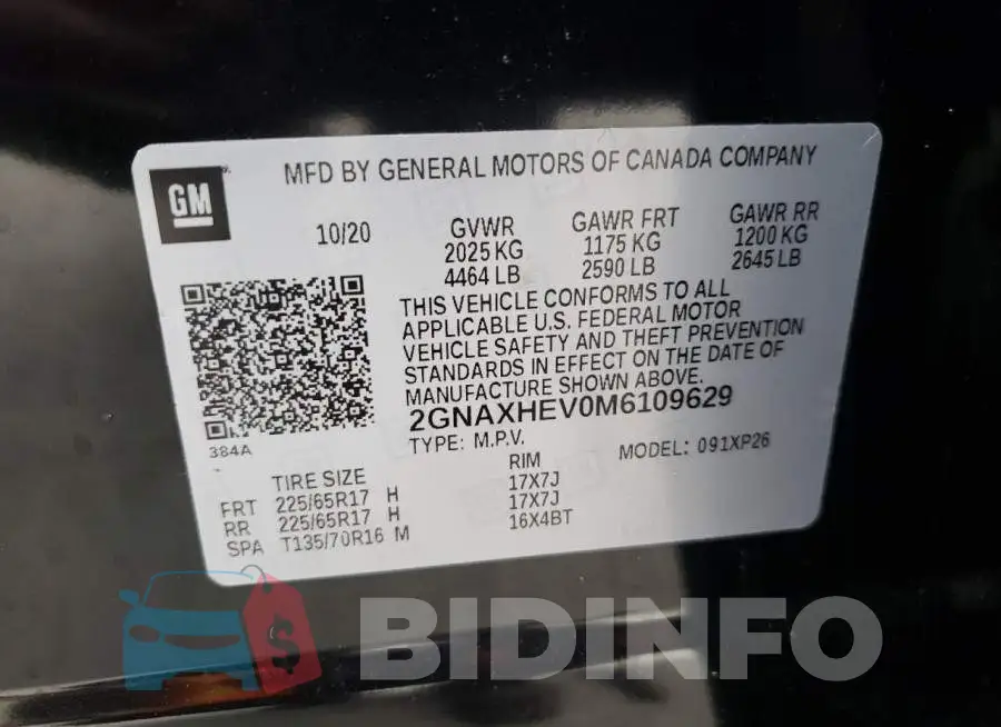 2GNAXHEV0M6109629 Photo# 10