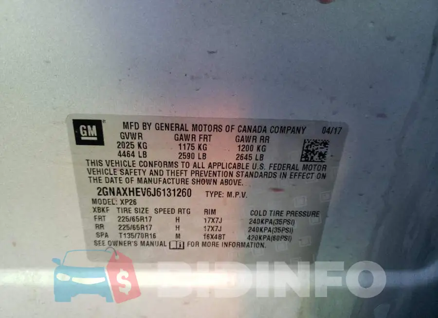 2GNAXHEV6J6131260 Photo# 10