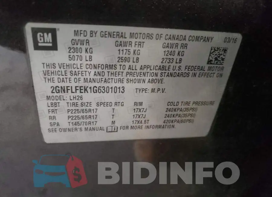 2GNFLFEK1G6301013 Photo# 10