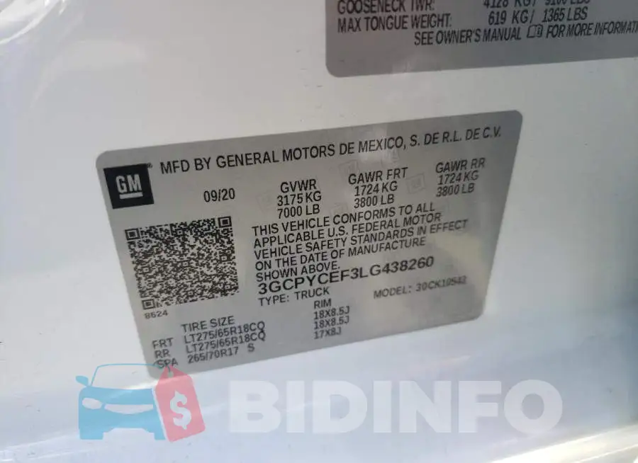 3GCPYCEF3LG438260 Photo# 10