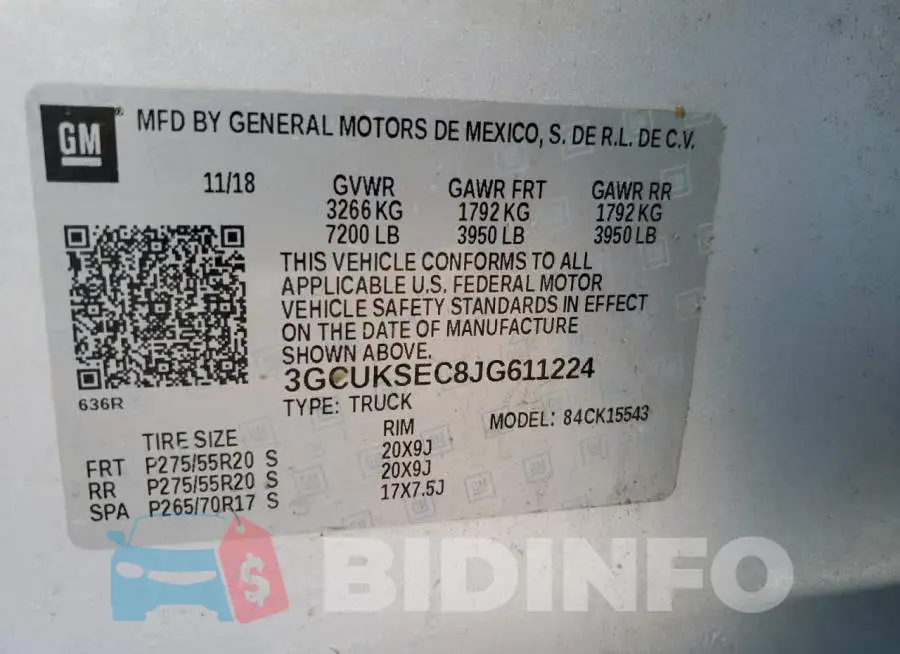 3GCUKSEC8JG611224 Photo# 10