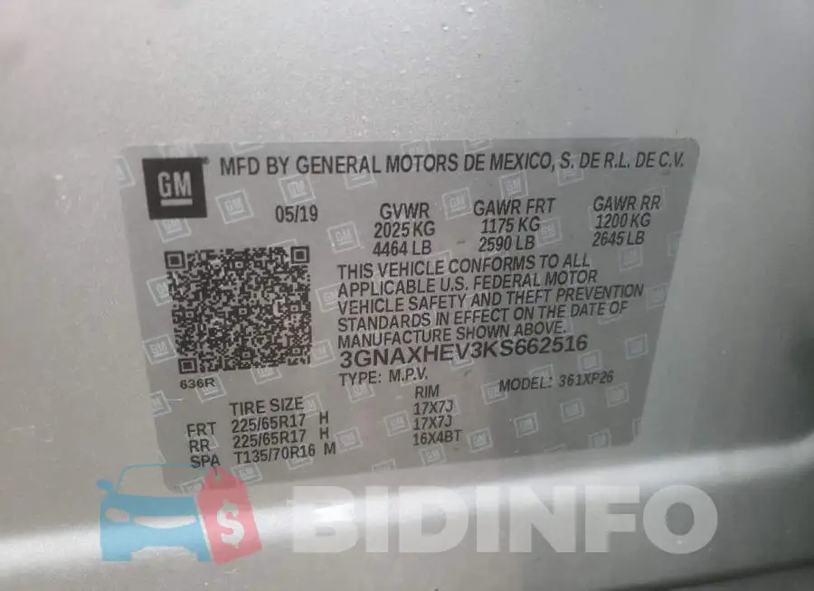 3GNAXHEV3KS662516 Photo# 10