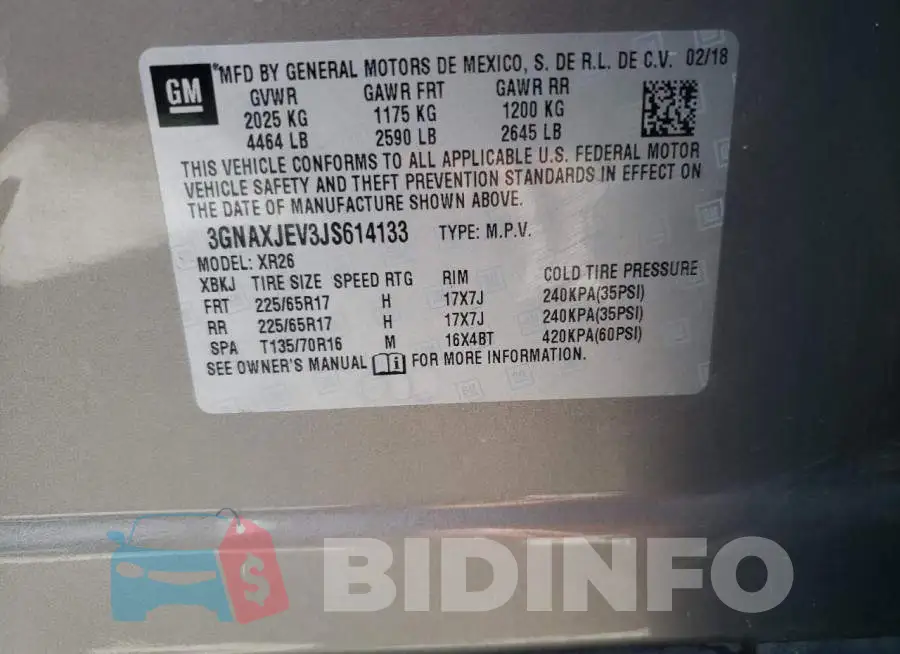 3GNAXJEV3JS614133 Photo# 10