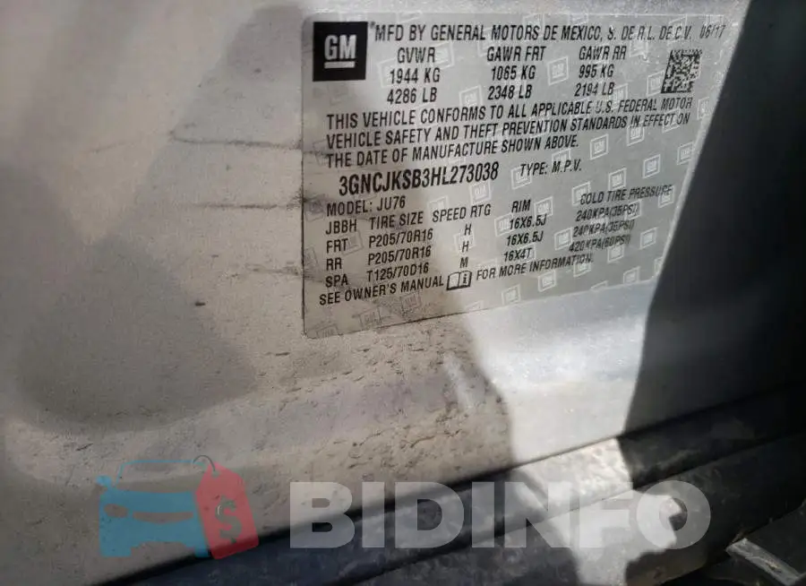 3GNCJKSB3HL273038 Photo# 10