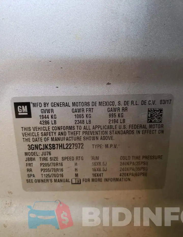 3GNCJKSB7HL227972 Photo# 10