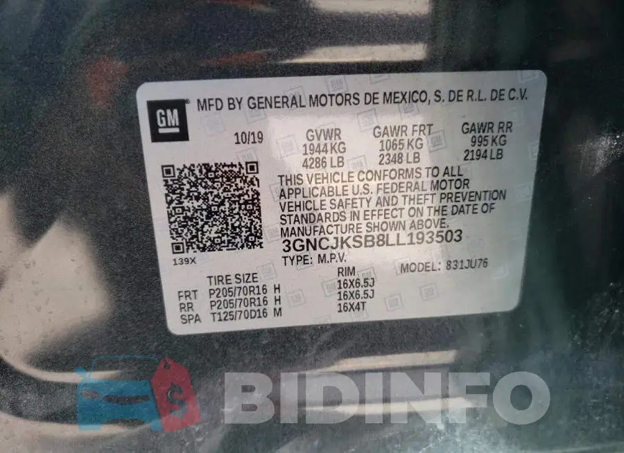 3GNCJKSB8LL193503 Photo# 10