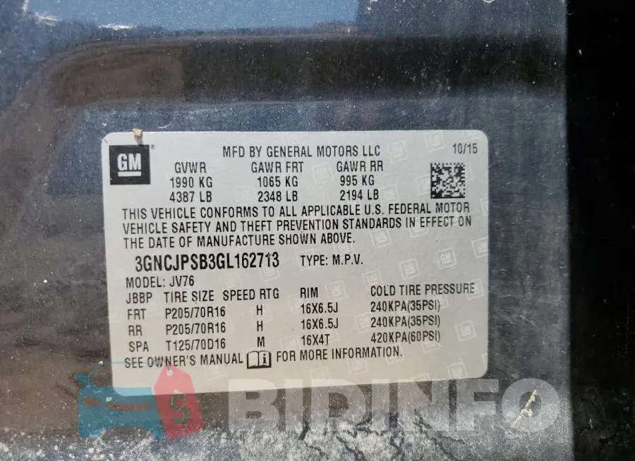 3GNCJPSB3GL162713 Photo# 10