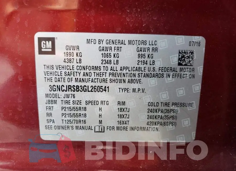 3GNCJRSB3GL260541 Photo# 10