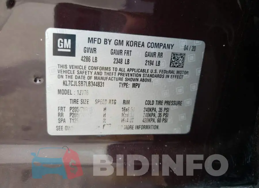 KL7CJLSB7LB344831 Photo# 10