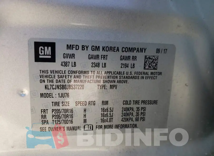 KL7CJNSB0JB537220 Photo# 10