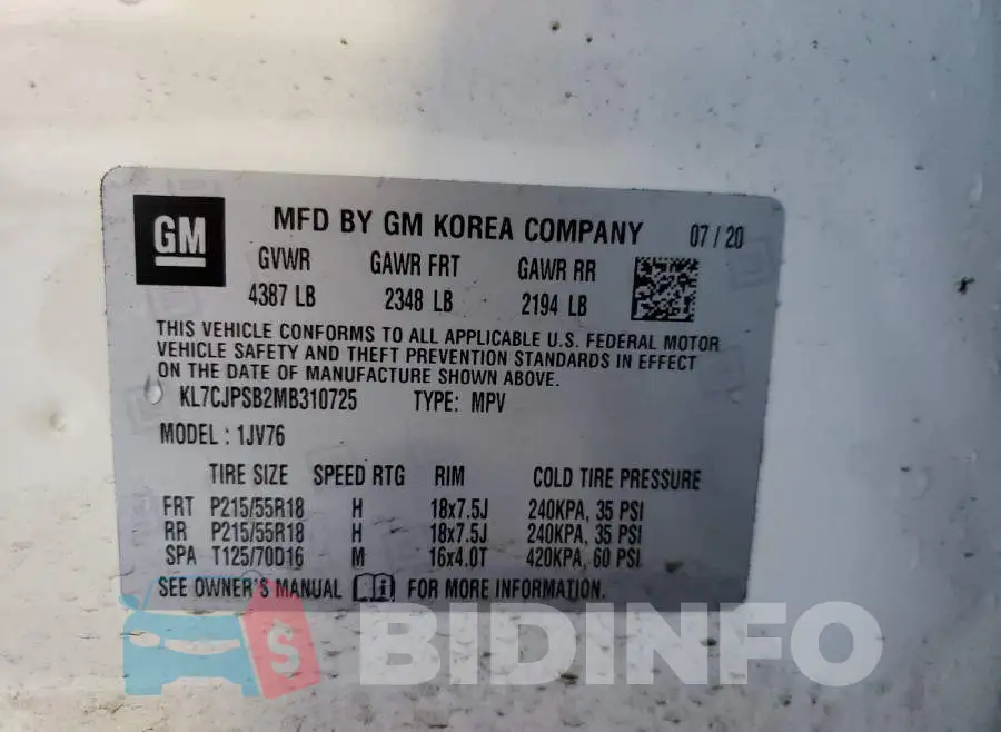 KL7CJPSB2MB310725 Photo# 10