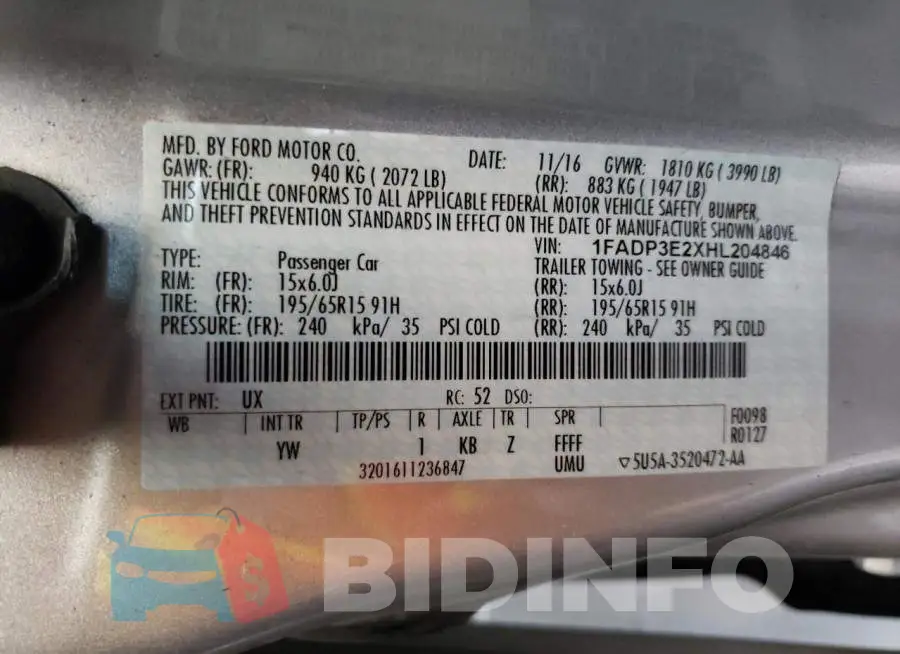 1FADP3E2XHL204846 Photo# 10