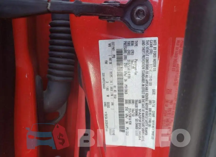 1FADP3F20GL390264 Photo# 10
