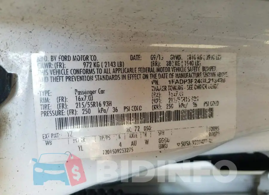 1FADP3F24GL213426 Photo# 10