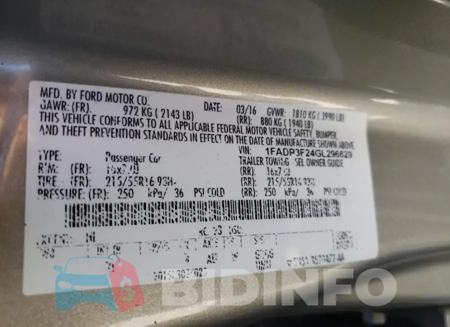 1FADP3F24GL296629 Photo# 10