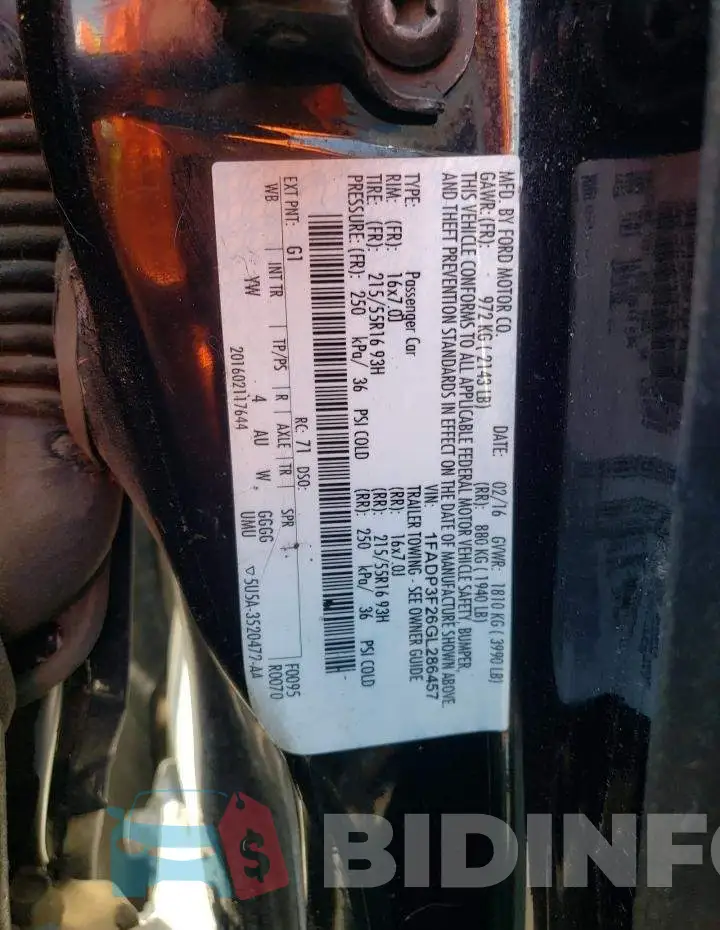 1FADP3F26GL286457 Photo# 10