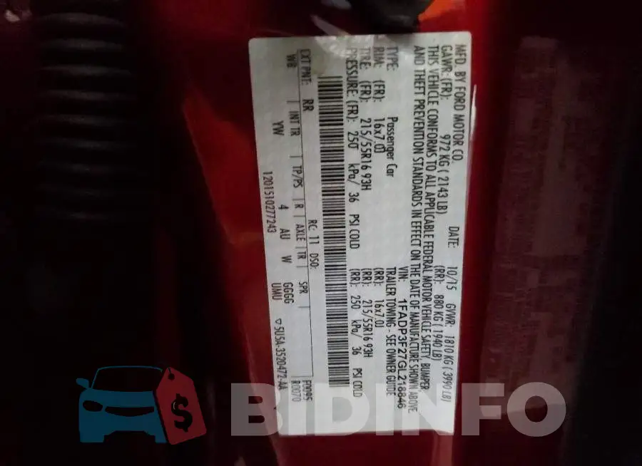 1FADP3F27GL218846 Photo# 10