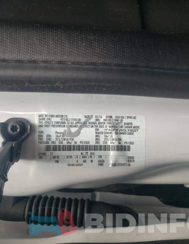1FADP3F29GL338227 Photo# 10