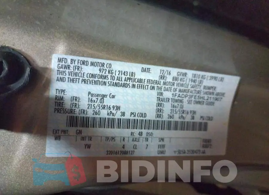 1FADP3FE5HL211907 Photo# 10