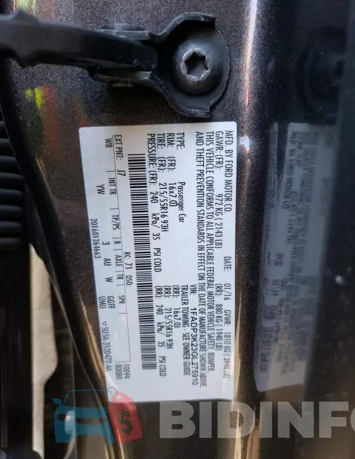 1FADP3K23GL275910 Photo# 10