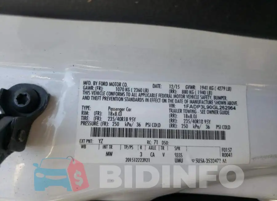 1FADP3L90GL262964 Photo# 10