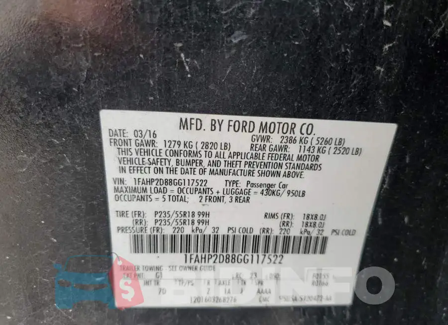 1FAHP2D88GG117522 Photo# 10