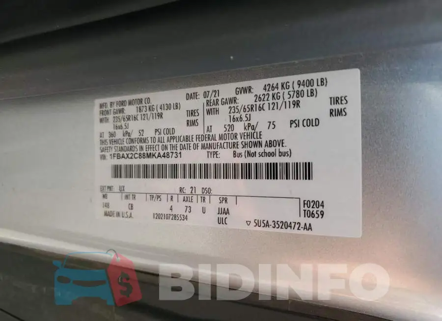 1FBAX2C88MKA48731 Photo# 10